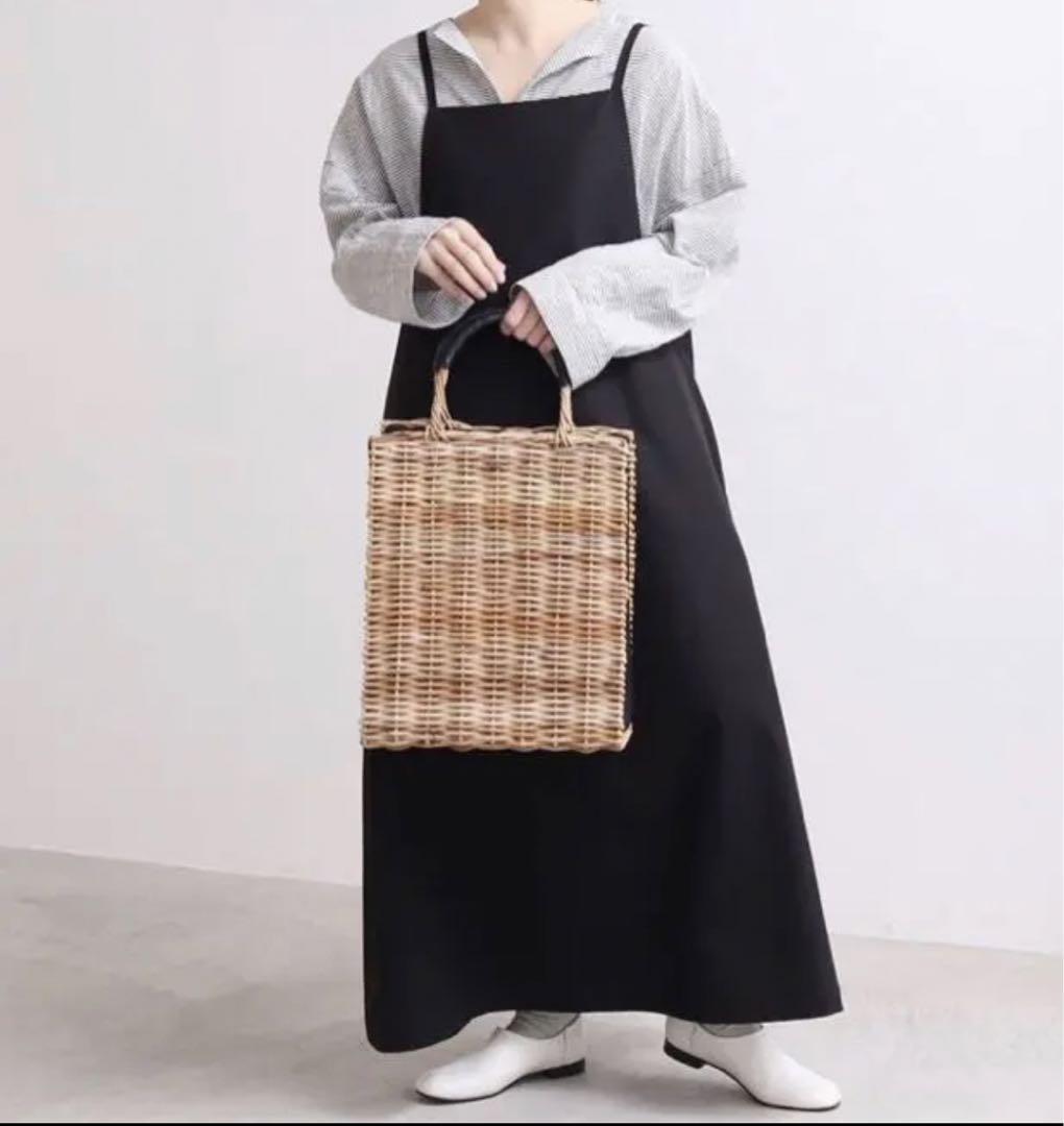 yuni ユニ80/2 コットン強撚ギャバ　エプロンワンピース