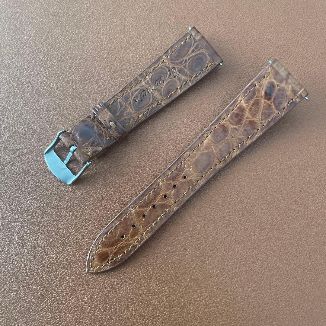 19mm時計ベルト両面クロコダイル茶色ライトブラウン