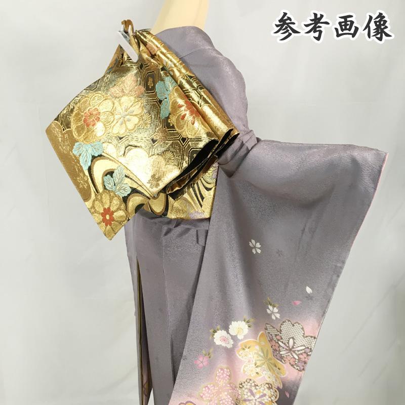 18z30☆古典柄 桜柄地紋 振袖 桜 しつけ糸付き☆美品