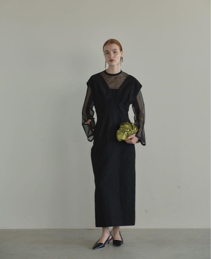 スーツ・フォーマル・ドレス ANDRESD   v line jacquard dress
