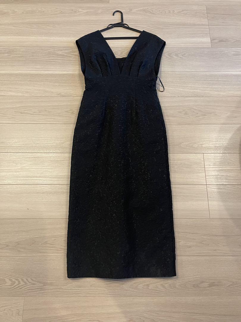 スーツ・フォーマル・ドレス ANDRESD   v line jacquard dress