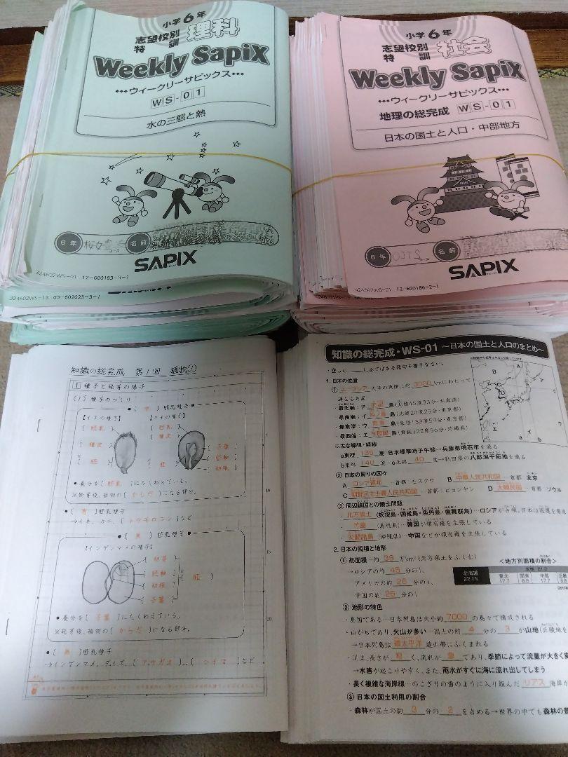 2022年度 SAPIX ウィークリーサピックス 知識の総完成 社会 sapix 6年 社会 知識の総完成 土曜特訓 ウィークリーサピックス