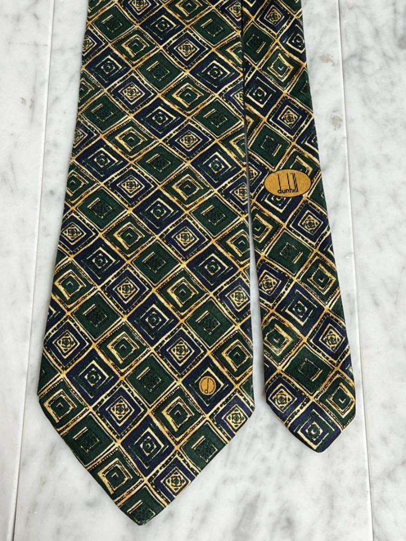 ✨極美品✨ dunhill ネクタイ グリーン系 ワンポイントロゴ ダンヒル