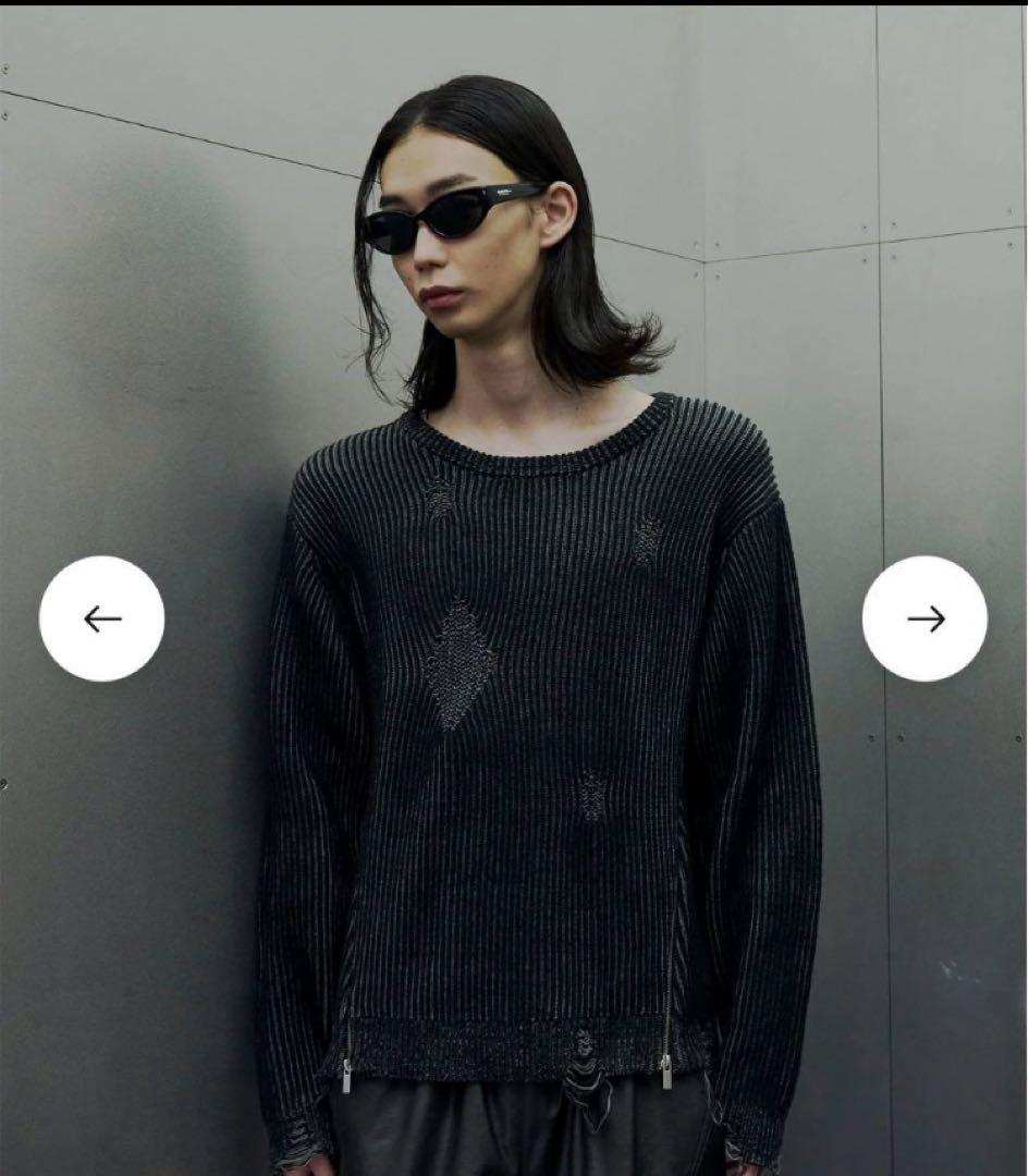 トップス jent louis side zip damaged knit