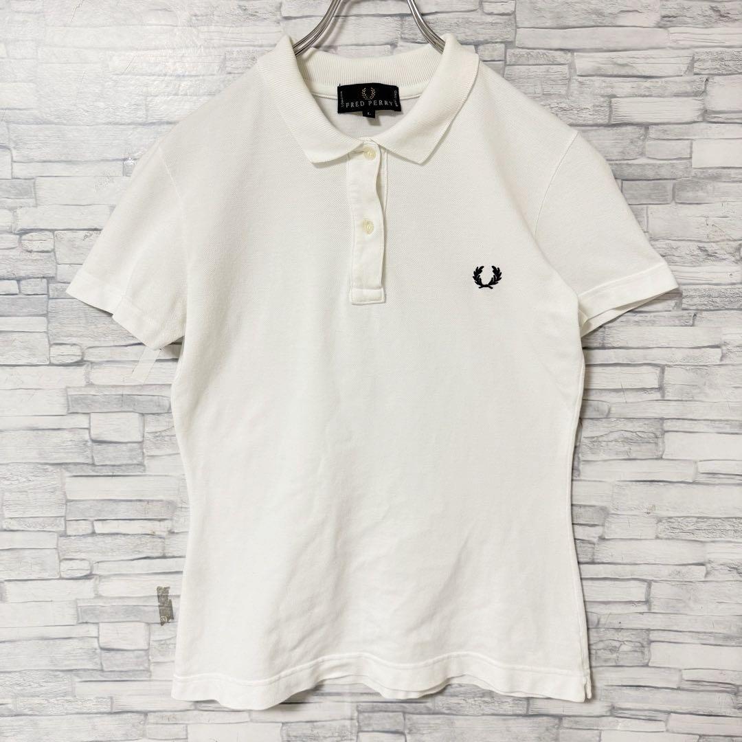 フレッドペリー FRED PERRY☆半袖ポロシャツ ロゴ刺繍【38】ホワイト フレッドペリー ロゴ刺繍 ライン 半袖ポロシャツ ホワイト