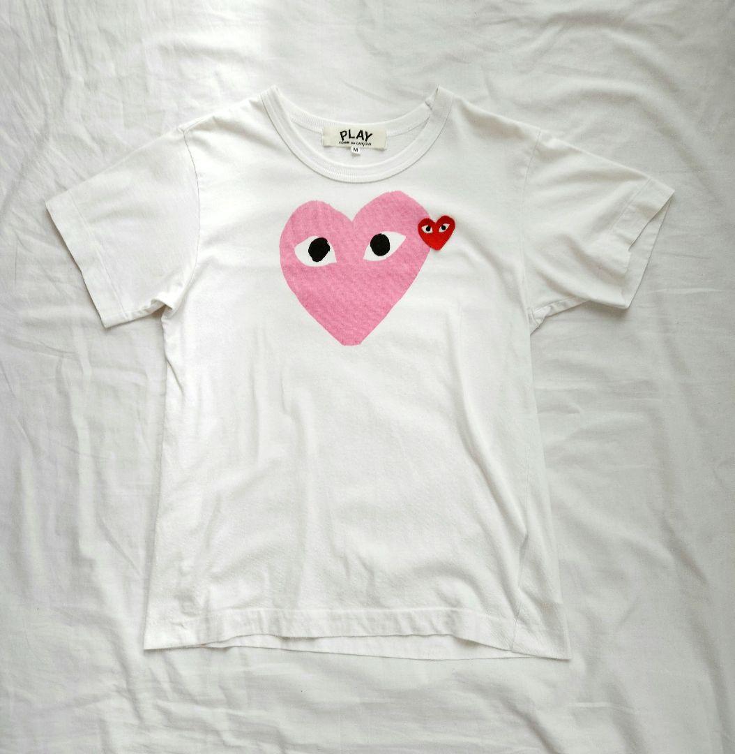 COMME des GARCONS ハートTシャツ ピンクM Play Comme des Garçons: Bright Red Heart T-Shirt (Pink