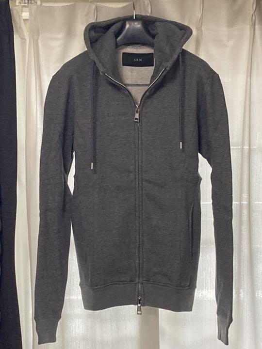 【定番/美品】AKMハイネックリブパーカー　チャコール　M