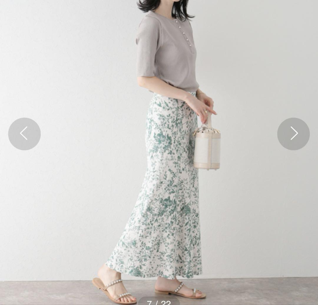 ラトータリテ　麻レーヨンフラワータイトスカート　size38