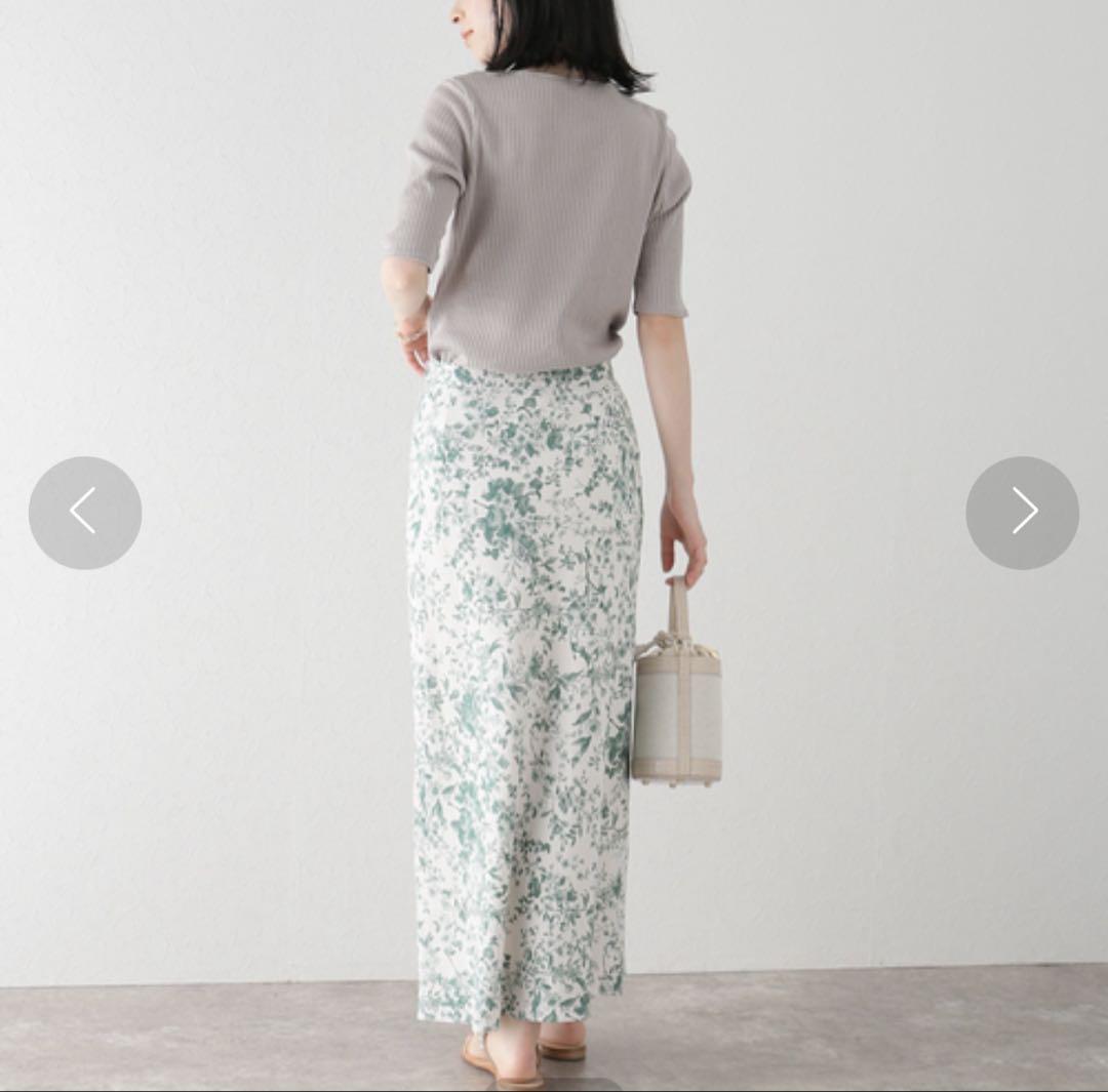 ラトータリテ　麻レーヨンフラワータイトスカート　size38