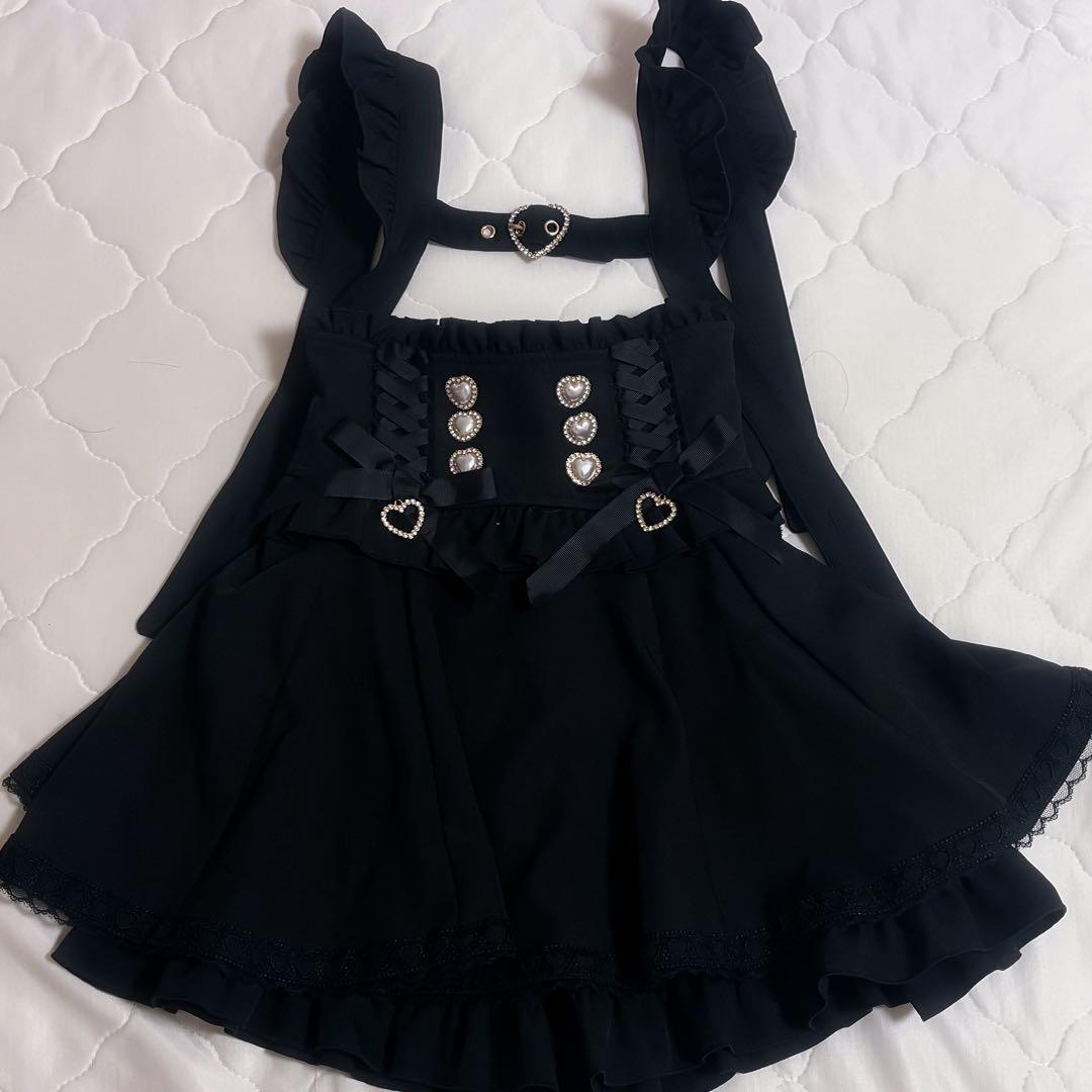 LIZLISA リズリサ レースアップサスペンダー付スカパン ブラック