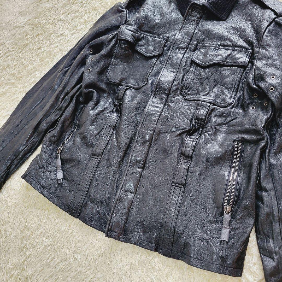 【超希少】未使用品　PRPS  ミリタリー　レザー　ライダース　ジャケット　黒