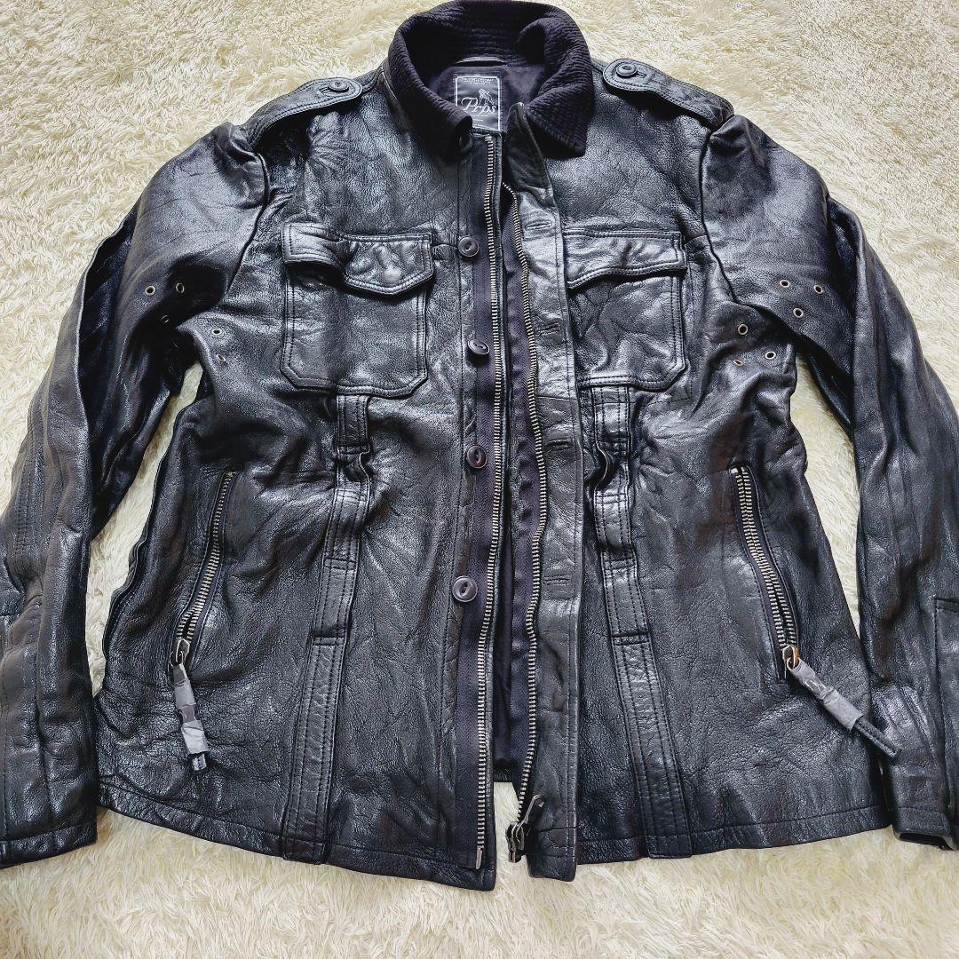 【超希少】未使用品　PRPS  ミリタリー　レザー　ライダース　ジャケット　黒