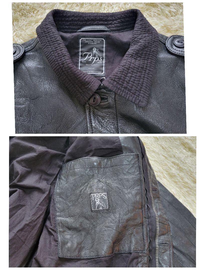 【超希少】未使用品　PRPS  ミリタリー　レザー　ライダース　ジャケット　黒