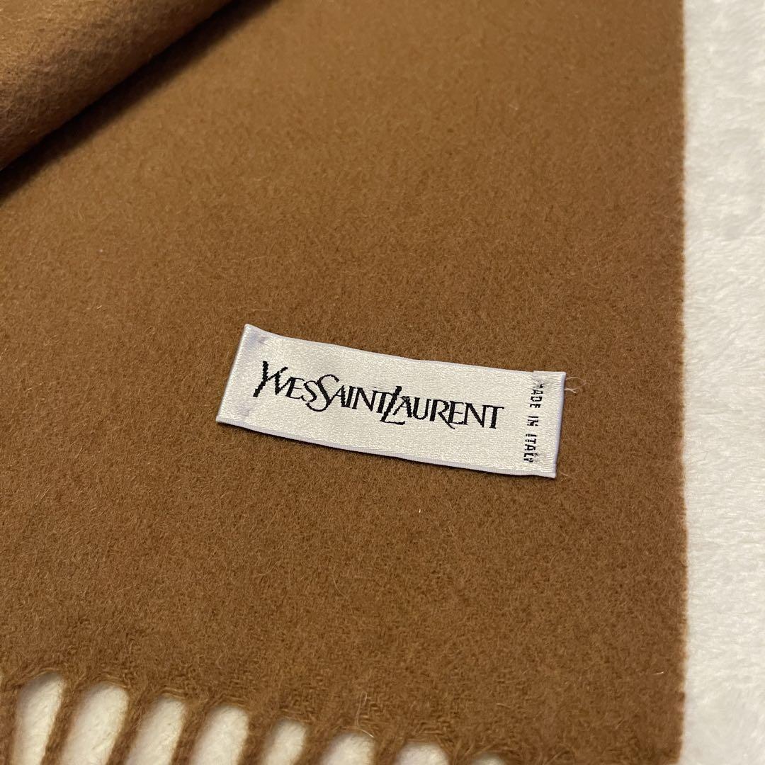 イブサンローラン YSL ベージュマフラー ウール&カシミア 美品
