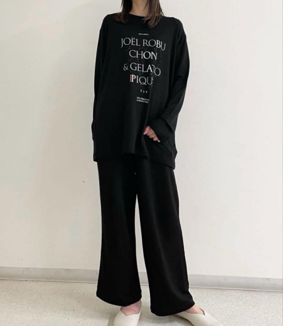 ジェラピケ　ROBUCHON ワンポイントロゴロングTシャツ＆ロゴロングパンツ