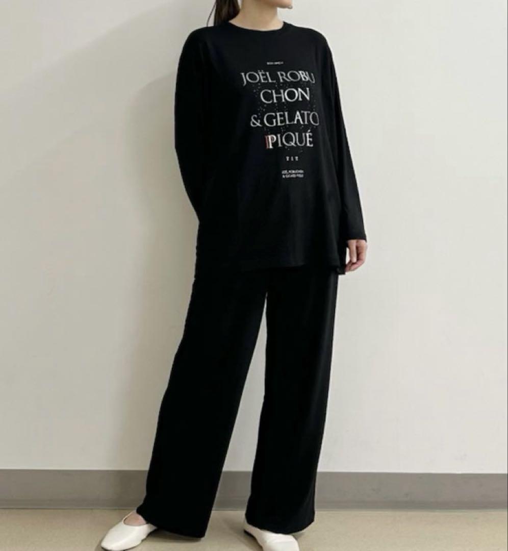 ジェラピケ　ROBUCHON ワンポイントロゴロングTシャツ＆ロゴロングパンツ
