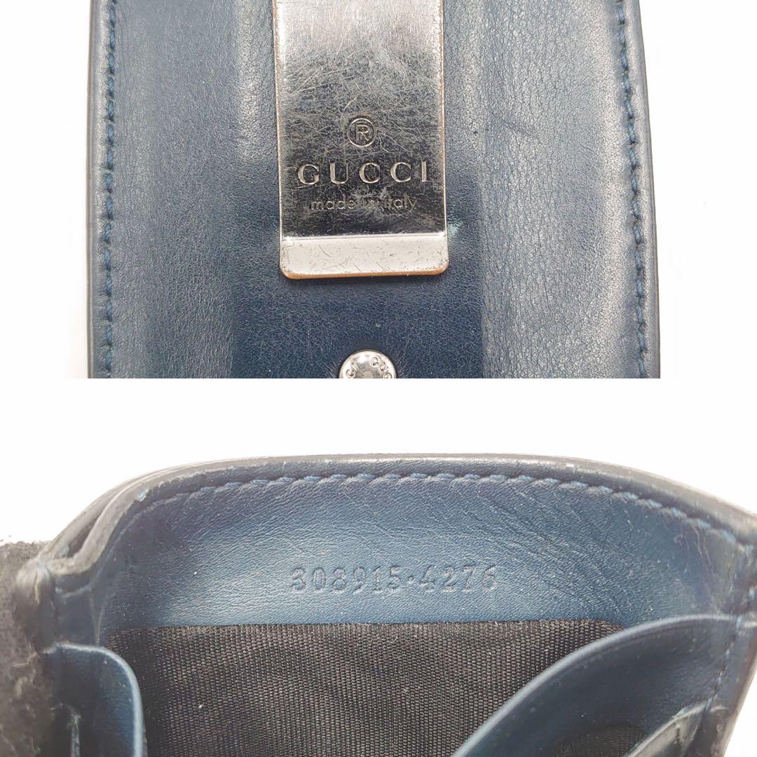 【激レア】グッチ GUCCI カードケース マイクロシマ バイカラー　黒　紺