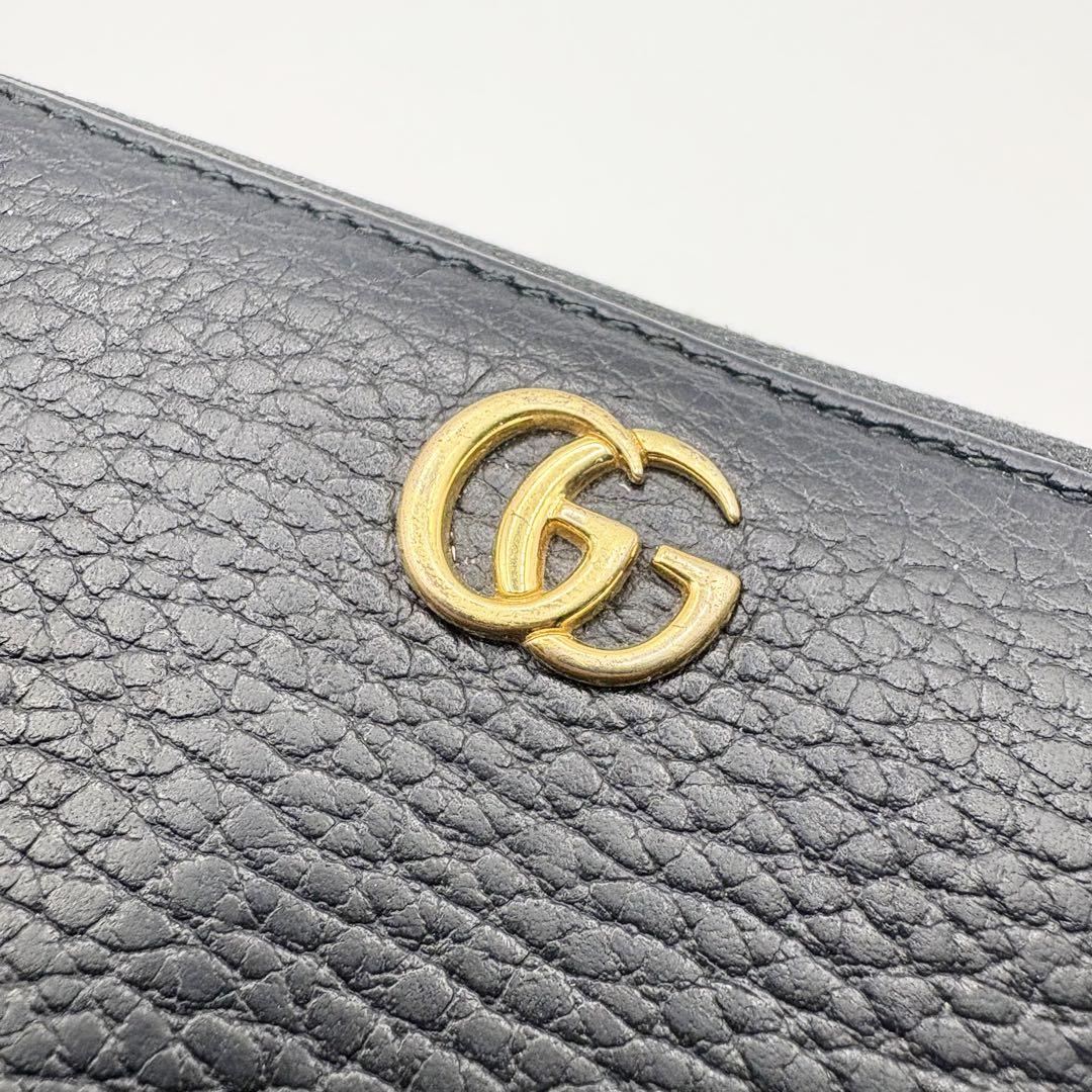①美品 GUCCI 財布 GGマーモント ラウンドジップ ブラック