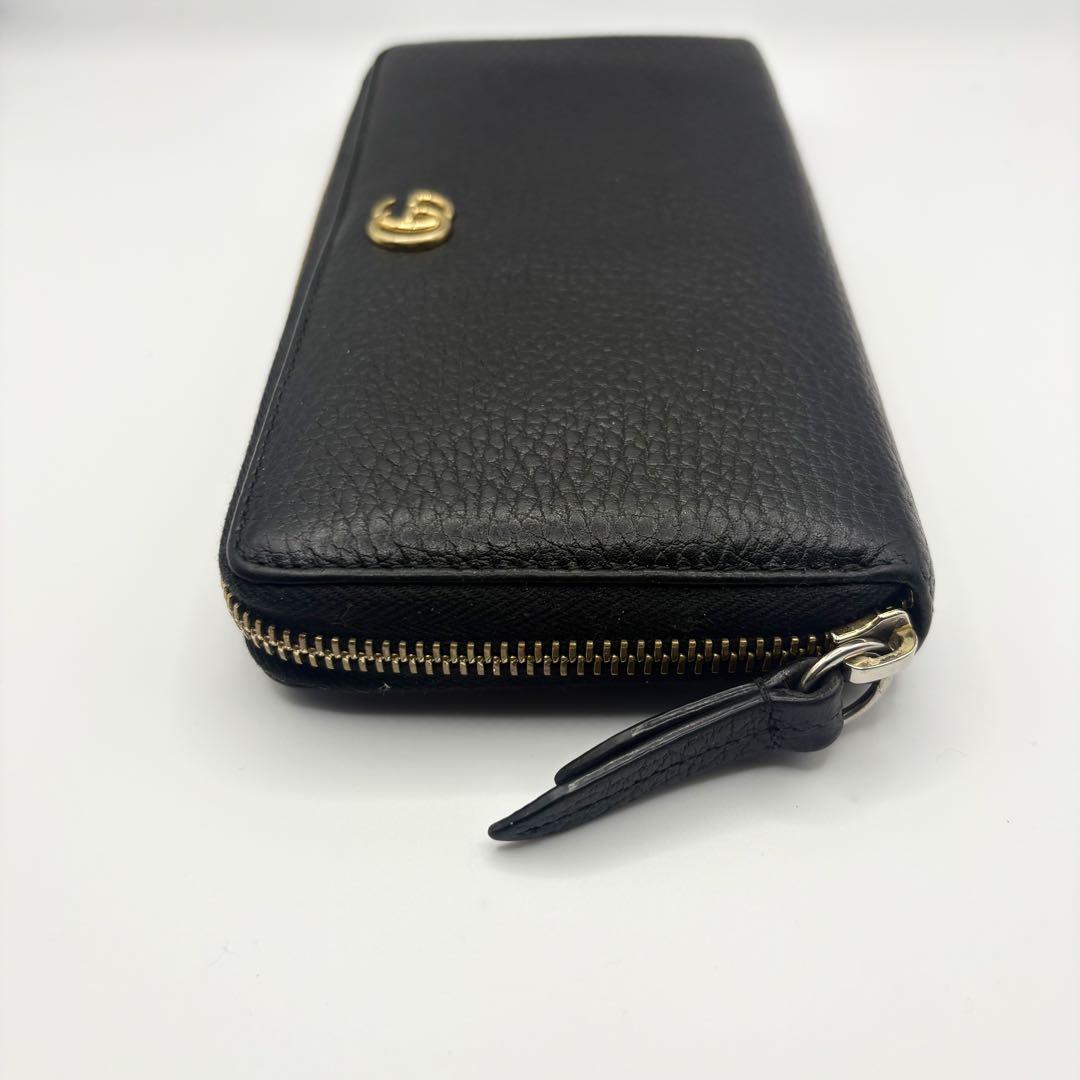 ①美品 GUCCI 財布 GGマーモント ラウンドジップ ブラック