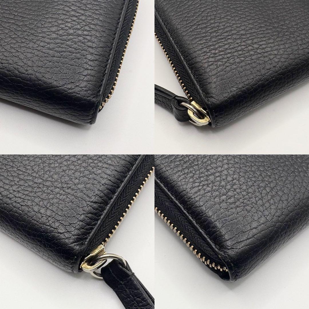 ①美品 GUCCI 財布 GGマーモント ラウンドジップ ブラック