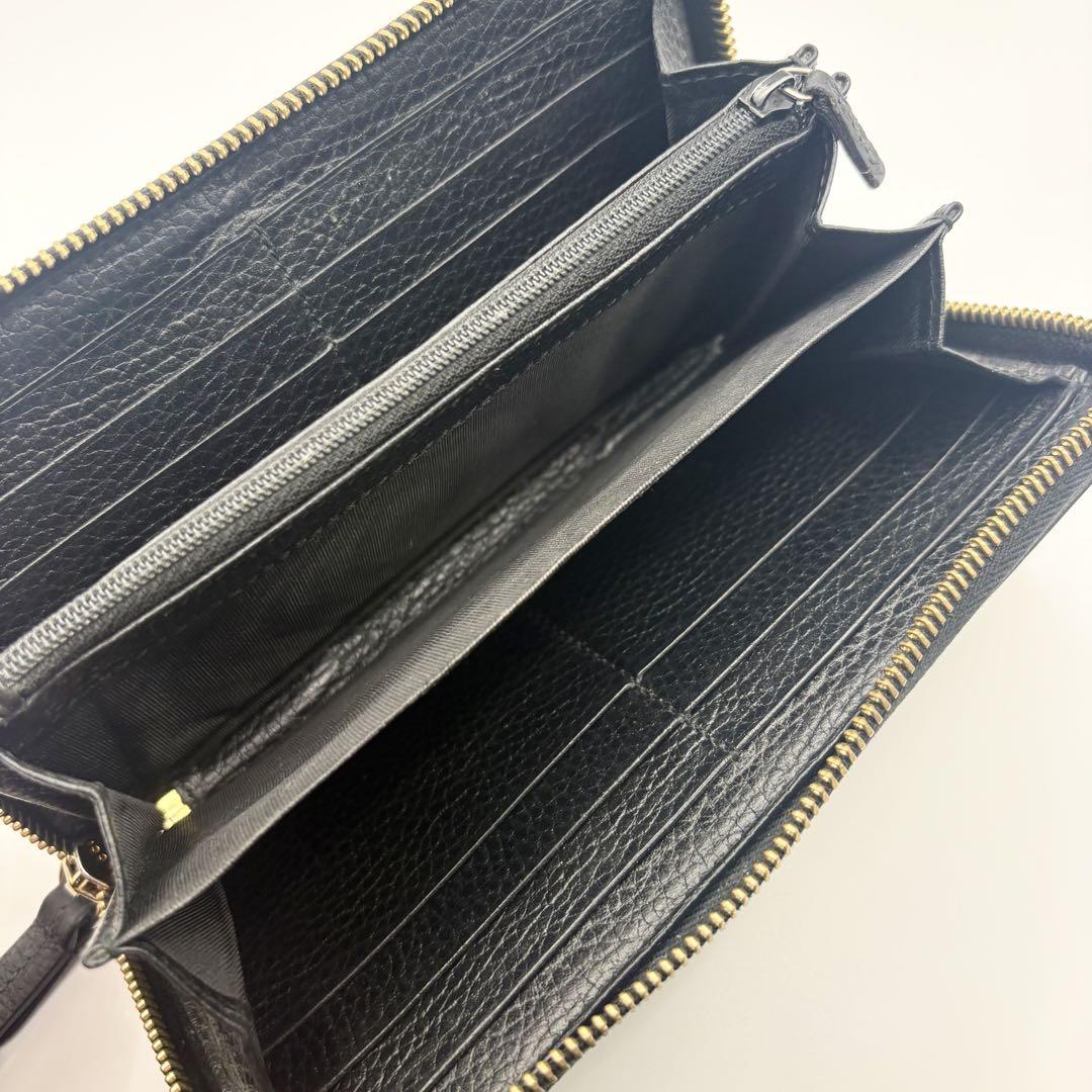 ①美品 GUCCI 財布 GGマーモント ラウンドジップ ブラック