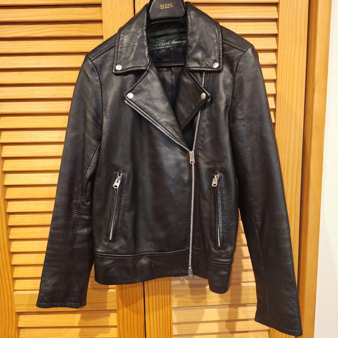 ナノユニバース　バークタンネイジ　ライダースジャケット　ラムレザー　黒