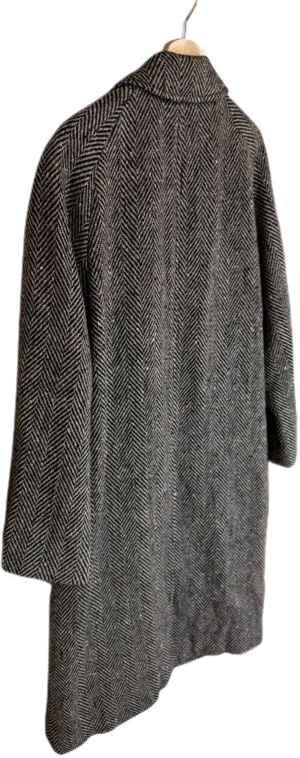 【Scapa】ウール100% ヘリンボーンロングコート　グレー系 Scapa】ウール100% ヘリンボーンロングコート グレー系