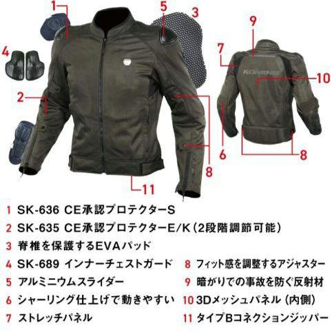 KOMINE JK-147 プロテクトストリートメッシュジャケット Lサイズ