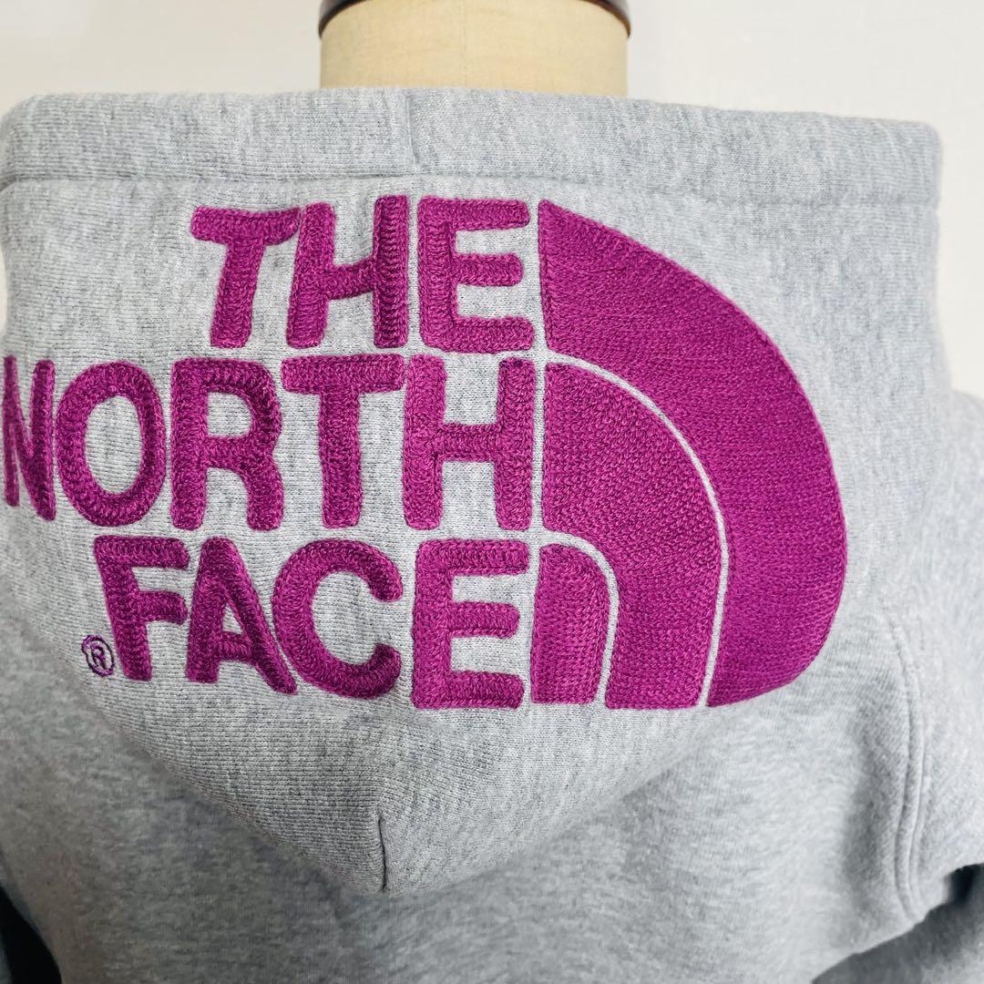 THE NORTH FACE ジップパーカー◎希少 デカロゴ グレー×パープル