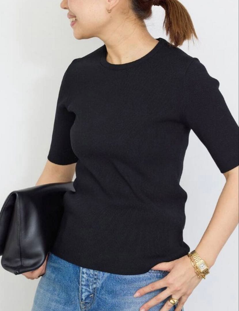 ドゥーズイェムクラス　リブ　クルーネックプルオーバー