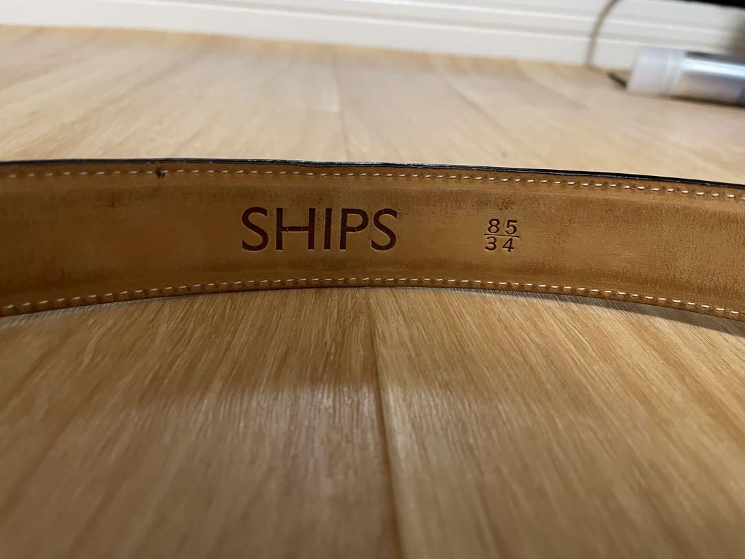 SHIPS ブラックレザーベルト 85/34