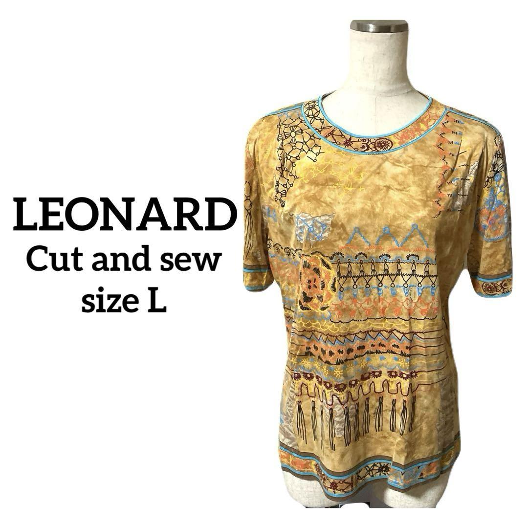 LEONARD レオナール 半袖 Tシャツ L 花柄 日本製 マルチ