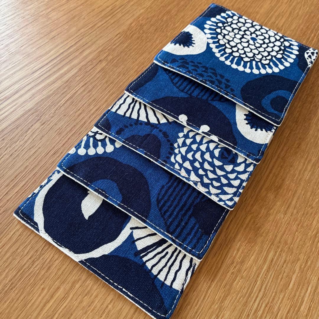 ハンドメイド コースター 5枚 北欧 和柄 ブルー ハンドメイド コースター 5枚 北欧 和柄 ブルー