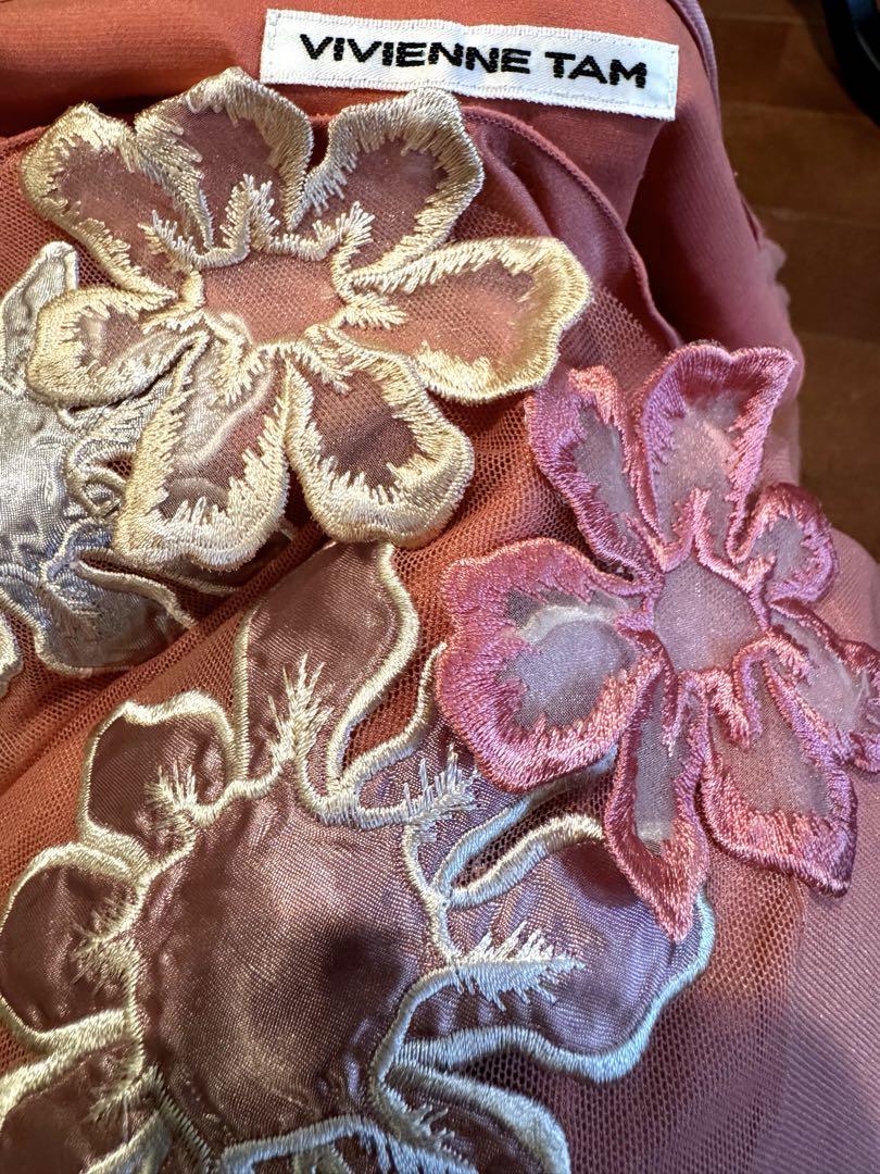 レア】VIVIENNE TAM 花柄刺繍 パワーネット キャミ✨コーラル