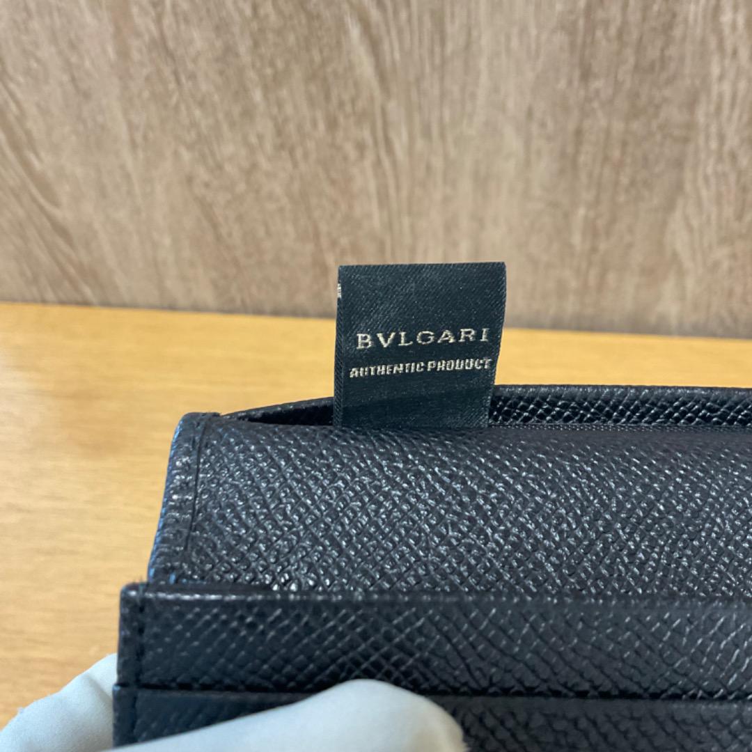 美品】◇BVLGARI◇ブルガリ 長財布 紺 ネイビー 革 薄型 財布 メンズ