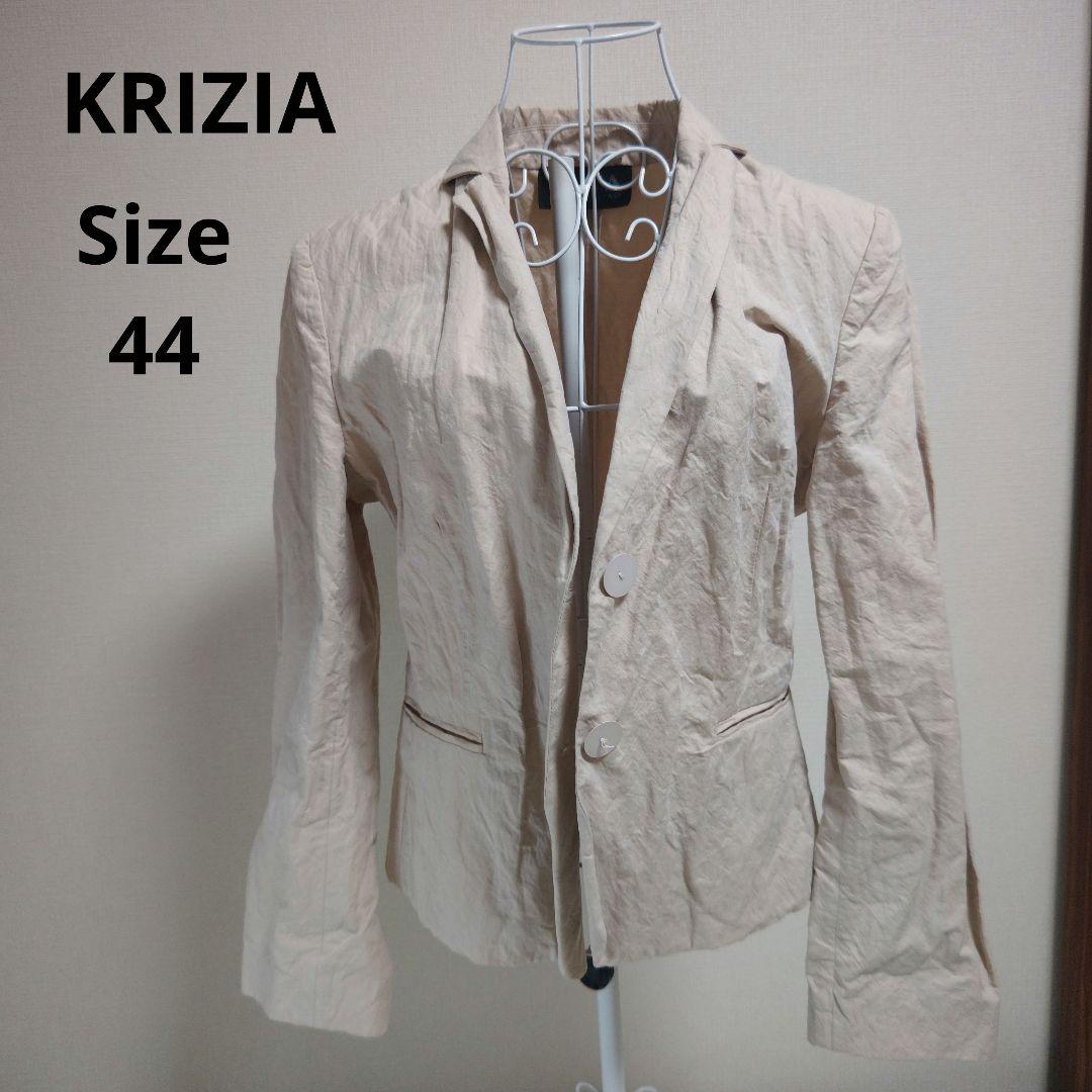 【人気☆KRIZIA】ベージュ　アウター　ジャケット　しわ加工　サイズ44