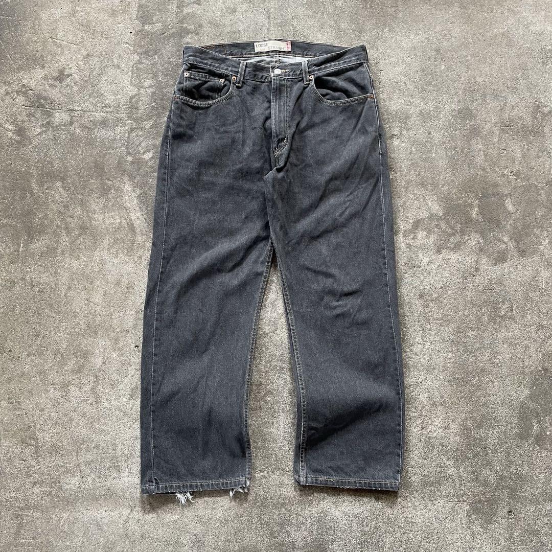 パンツ levi's569 loose buggy fadeblackdenim w34