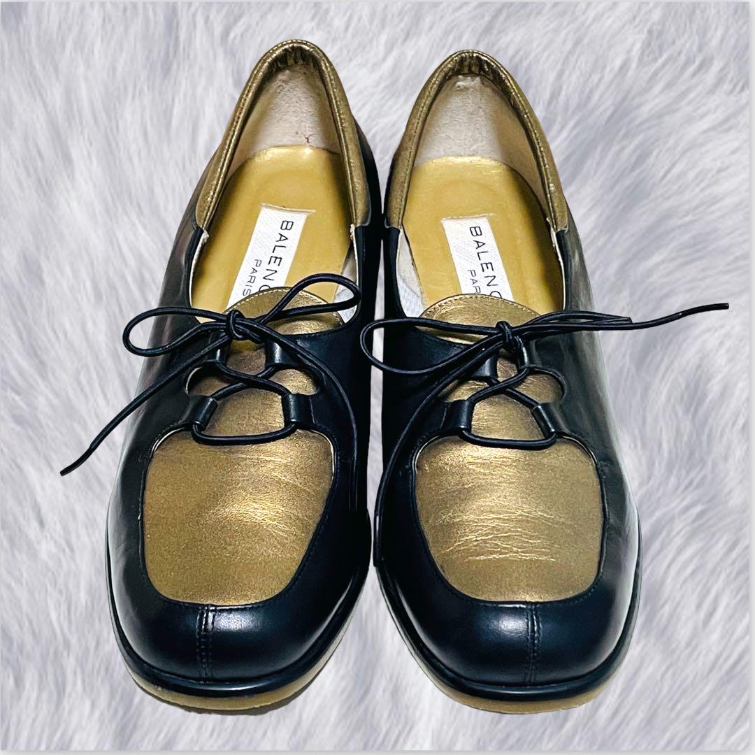 BALENCIAGA】美品バレンシアガ ゴールド × ブラック レースアップ