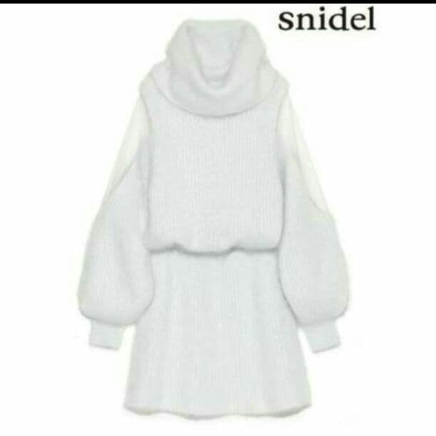 ＊ snidel ＊ショルダーチュールニットワンピース ファッション レディース