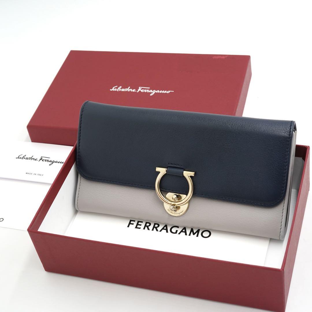 ✨新品未使用・箱カード付き✨　Ferragamo 長財布　ガンチーニクロージャー ✨未使用展示品・箱付き✨ Ferragamo 長財布 ガンチーニ バイ