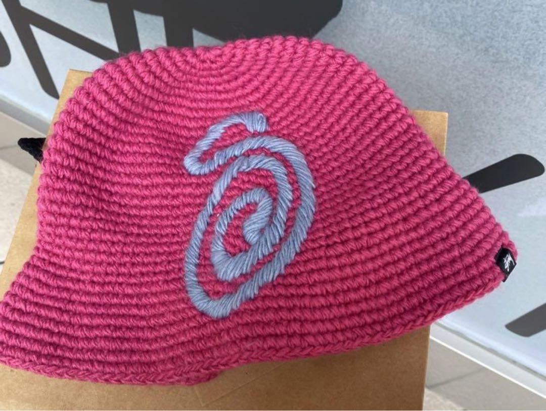 帽子 Stussy Bucket Hat Swirly S Knit Berry
