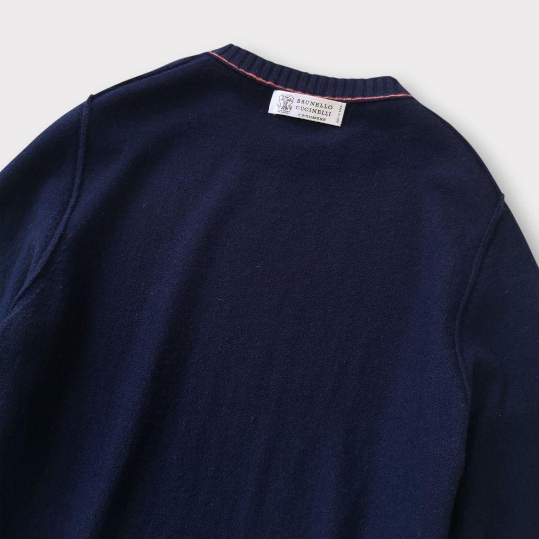 ブルネロクチネリ クルーネック カシミアセーター 46 ネイビー ブルネロクチネリ クルーネック カシミアセーター 46 ネイビー