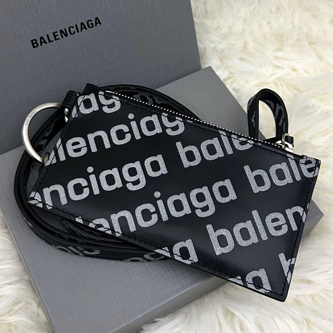 【美品】BALENCIAGA レザー ネックストラップ カードケース