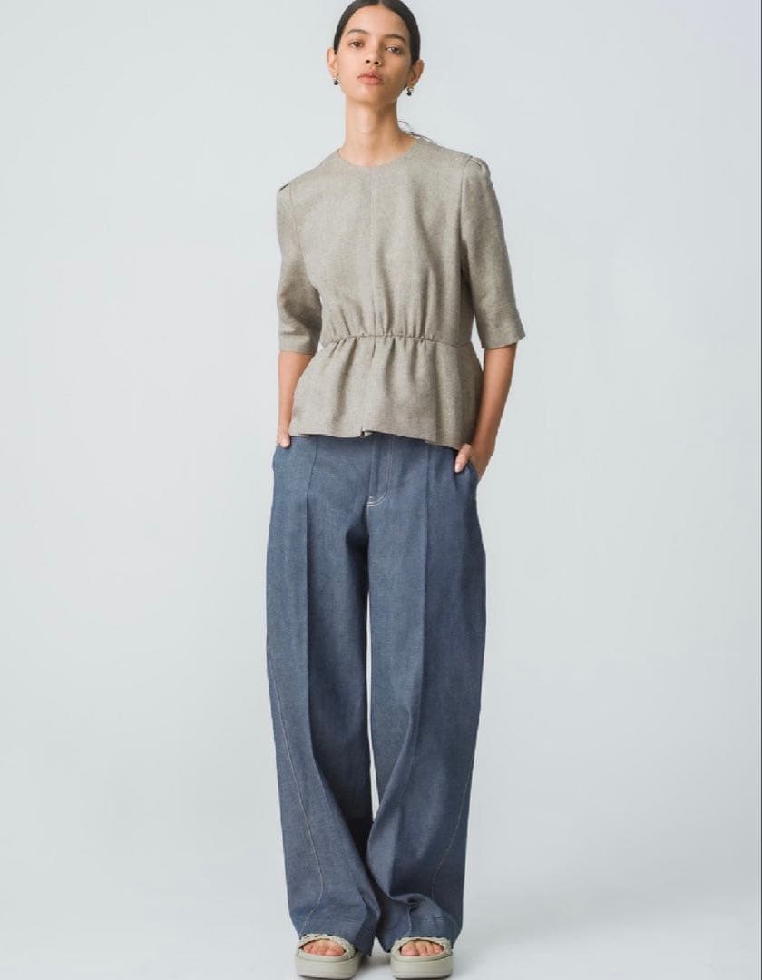 定番 ebure リアクティブ デニム ワイド ストレート パンツ 42,900