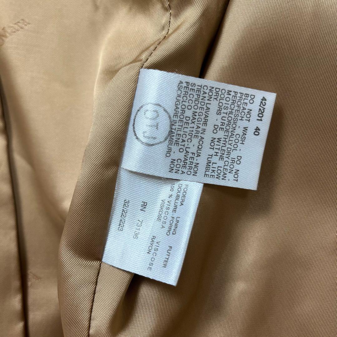 美品　Max Mara　高級　カシミヤ使用　白タグ　ウールコート　キャメル　40