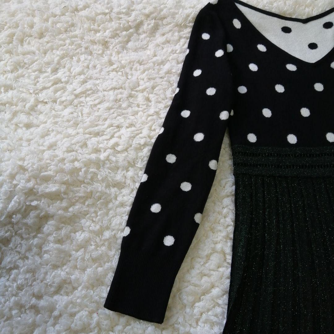 美品♡Diagram ニットワンピ ロング丈 Aライン ドット ラメ プリーツ 美品♡Diagram ニットワンピ ロング丈 Aライン ドット ラメ プリーツ