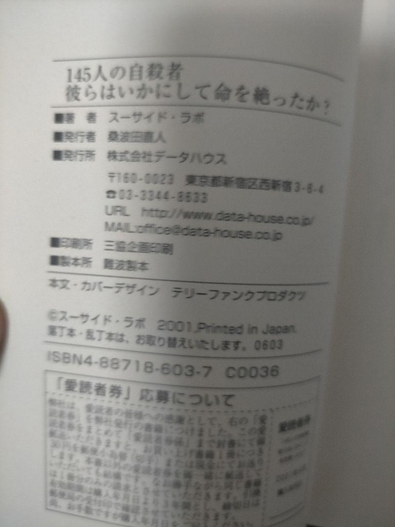 145人の自殺者 : 彼らはいかにして命を絶ったか?