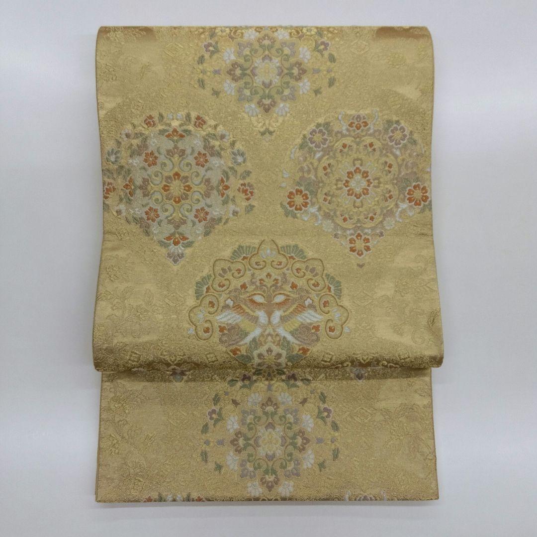 袋帯 六通 唐草青海華文 花鳥 25M194f
