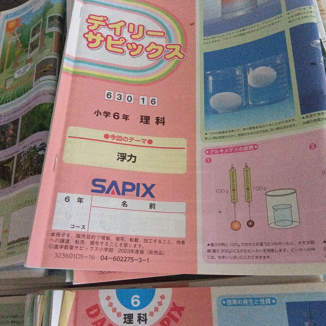 デイリーサピックス 1年分　No.1〜38 小学6年 理科 デイリーサピックス 小学6年 理科 SAPIX30〜38のみ