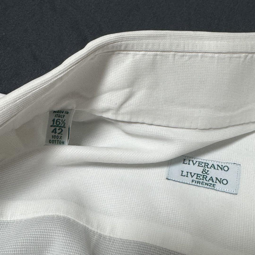 LIVERANO LIVERANOリベラーノホワイト長袖シャツ42Lイタリア製